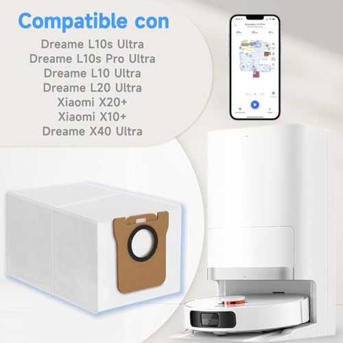 Miniatura 3 de Kaiyaner 12 Bolsas Aspiradora Para Xiaomi X10 X20 Dreame L10s L10 L20 X40 Ultra Robot Aspirador, Bolsa De Repuesto, Juego De Accesorios, 2,5 L De Gran Bolsas De Aspiradora