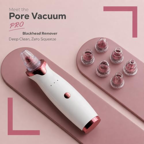 Image of 5-in-1 Blackhead Remover Machine - Electric Pore Cleaner & Whitehead Removal Tool, Deep Face Cleaner Machine for Acne, Pimple & Blackhead Removal, USB Rechargeable Derma Suction Device (White)