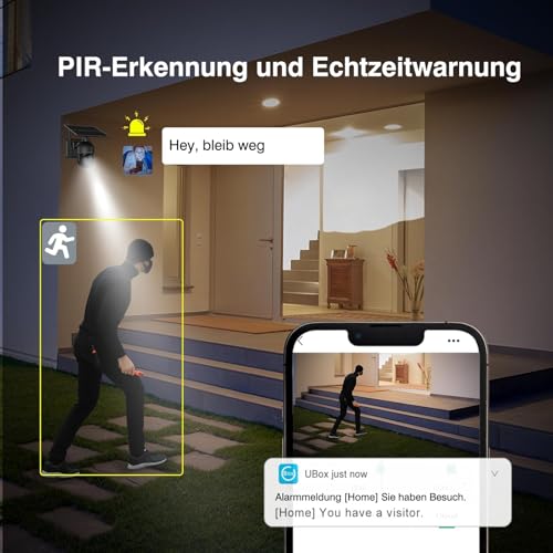 Xega 3G/4G LTE Überwachungskamera Aussen mit SIM Karte Kabellos Solar PTZ IP Kamera Outdoor mit 2K Farb-Nachtsicht 355°/95° Schwenkbar TF-Kartenslot PIR Erkennung 2-Wege-Audio IP66 Wasserdicht