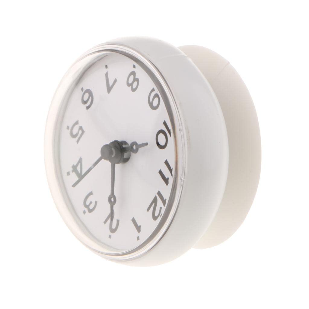 Sharplace wasserdichte Badezimmer-Uhr Mini Badezimmeruhr mit Silikagel Saugnäpfe zum Aufhängen, Funk-Badezimmeruhr, Küchenuhr, Baduhr, Quarz-Uhrwerk, feuchtigkeitsabweisend, 75 x 35 mm Weiß