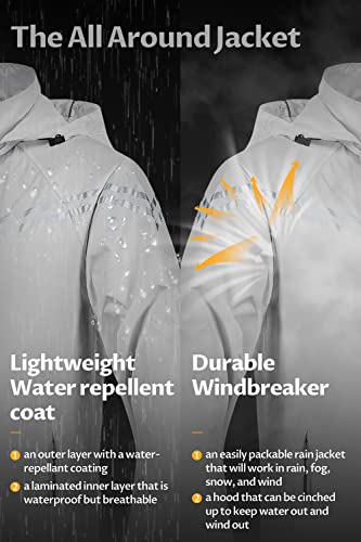 Image of CREATMO US Men's Packable Waterproof Running Rain Coats Reflective Cycling Jacket Windbreaker With Removable Hood