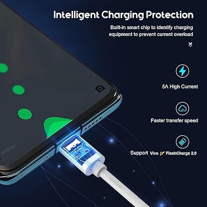 Image of Original 66W Fast Charging USB Type C Mobile Data Charging Cable Compatible with iQOO 11 5G, iQOO 7, 7 Pro, iQOO 9 5G, iQOO 9 SE, iQOO Neo 6, iQOO Neo 6, iQOO Neo 6 SE (White) Cable Only