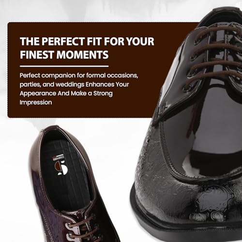 Image of STANPHORD Men Formal Derby Shoes | Textured Patent Leather Lace-Up | Cushioned Insole | Office Business Lightweight Dress Shoes (TPAL 7222)