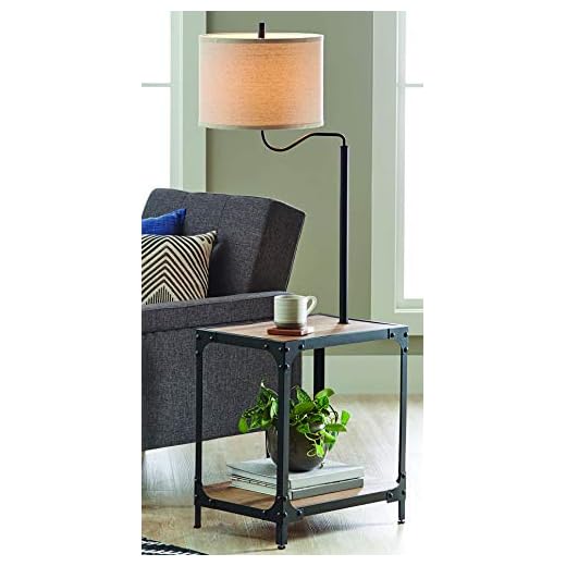 Better Homes and Garden 4 Foot 7 Inch End Table Floor Lamp with USB Port, Weathered and Black Finish (L x W x H) 24.25 x 16.75 x 55.00 Inches