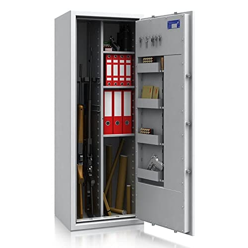 SafeHero Waffenschrank Klasse 1 EN 1143-1 Secureo Eagle 7 Kombi | Waffenschrank 1 für 7 Langwaffen | Langwaffenschrank mit Schlüsselschloss...