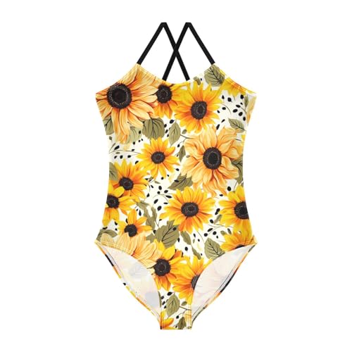 Flowers Sunflower Girls One Piece Swimsuit Beach Swimwear 20857605