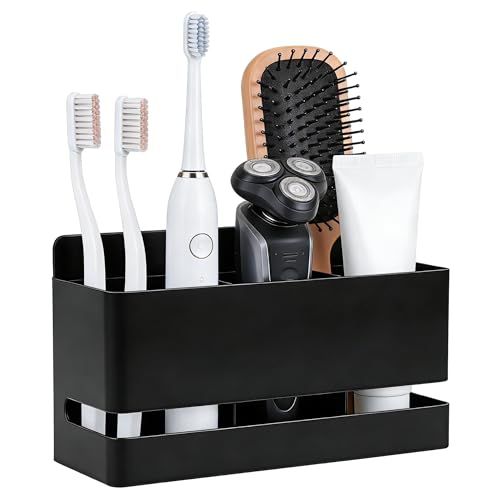 Porta Spazzolino per Spazzolini Elettrici da Parete, Portaspazzolino da Bagno in Lega di Alluminio Senza Foratura, Porta Testine Spazzolino Elettrico, Adatto per Spazzolino, Dentifricio, Rasoio