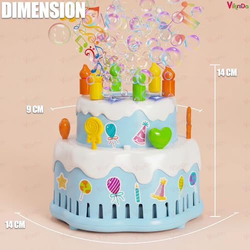 Image of VikriDA Birthday Cake Bubble Machine, Automatic Bubble Blower for Kids 10000+ Bubbles Per Minute with Lights /Music /Solution, Party Cake Bubble Maker Toys for Birthday Outdoor Wedding Multicolor