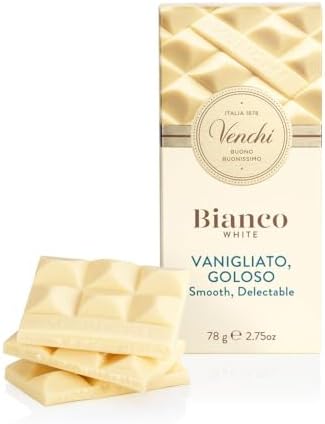 Venchi - White Chocolate Bar, 2.75 oz, Pure White Chocolate, Ideal indulgent snack or dessert, Gluten Free