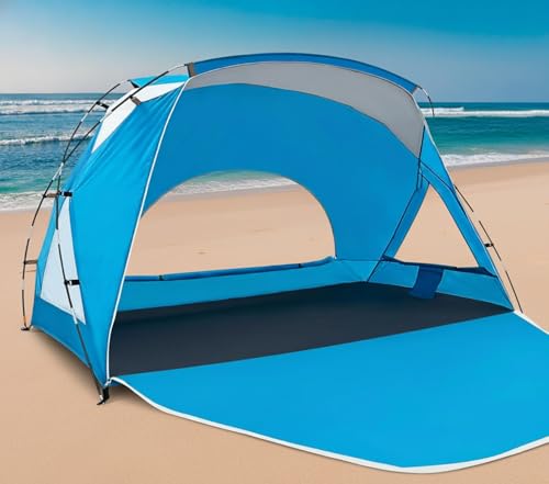 Beach Tent, Portable Sun Shelter for 2/3/4/6-8 Person with UPF 50+ UV Protection, Easy Setup Waterproof Beach Shade Canopy Cabana for Family Outdoor and Picnics, Fishing with Carrying Bag