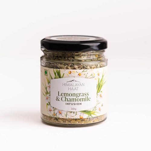 Image of Himalayan Haat Lemongrass & Chamomile Infusion - Caffeine-Free Herbal Tea Blend | Boosts Immunity, Promotes Sleep, Soothes Flu & Aids Digestion | 30g