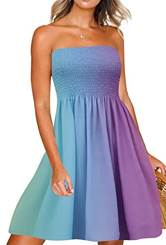 Image of Zyyfly Womens Summer Beach Dresses Strapless Cover Ups Dress Tube Top Sundresses