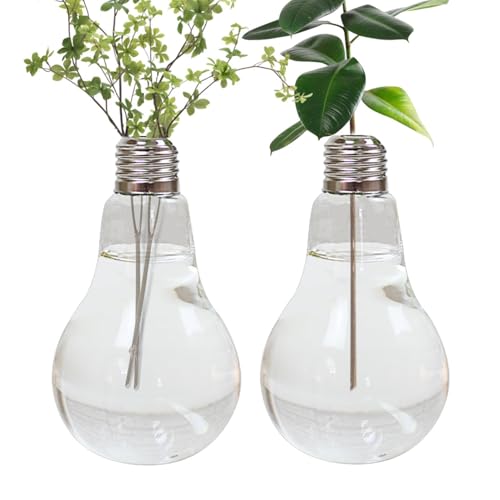 Macetero De Vidrio Para Escritorio - Florero Con Bombilla De Vidrio De 2 Piezas | Florero De 5,5x3,1 Pulgadas, Macetero De Flores Hidropónicas Para Interiores, Maceta Para Plantas, Maccetero De Escrit