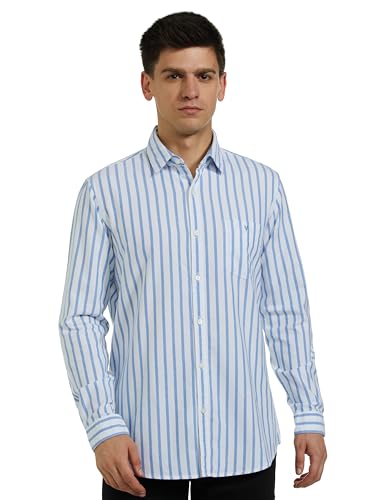 Image of Van Heusen Men Cotton Modern Fit Casual Oxford Stripes Shirts| Effortless Ironing | Superior Fit