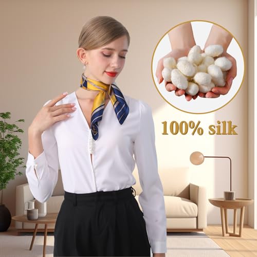 cxzymcln100% Mulberry Silk Neck Scarf 21"x21" Small Square Scarfs for Women Gift Packed2