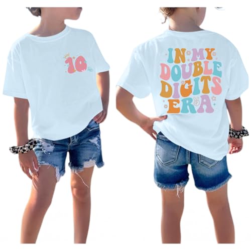 Image of Pairxily in My Double Digits Era Shirt for Girls 10th Cute 10 Year Old Girl Happy Birthday Shirts Gifts Short Sleeve Tops
