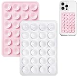 JingJinYY 2 Pack Silicone Suction Phone Case Mount, Non Slip Sticky Phone Grip for Cellphone, Silicon Adhesive Suction Cup Phone Mount, Strong Grip Holder for Selfies & Videos (LightPink&White)