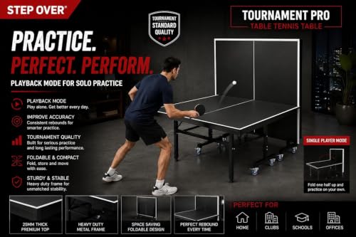 Image of STEP OVER Tournament 18MM Heavy Duty ||Laminated Top 18 mm|| Super Fast High Performance||Schools||Resorts||Clubs|| TT Academy ||Free TT Table Cover + 2 TT Racket & Balls (Black & Blue)