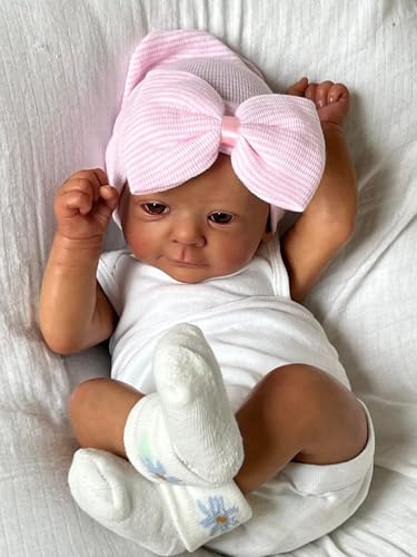 Muñeca Reborn Bebé Negra 46 cm Realista Cuerpo Suave miniatura 2