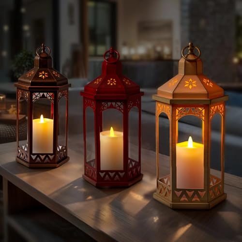 Luz de mesa que funciona con pilas estilo farol vintage de 15 pulgadas 6
