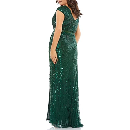 Mac Duggal Womens Plus Beaded Long Evening Dress Green 14W #TOP1
