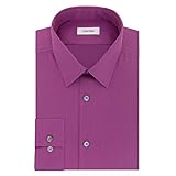 Calvin Klein メンズ ドレスシャツ スリムフィット ノンアイロン ヘリンボーン, カーネーション, 16.5" Neck 36"-37" Sleeve