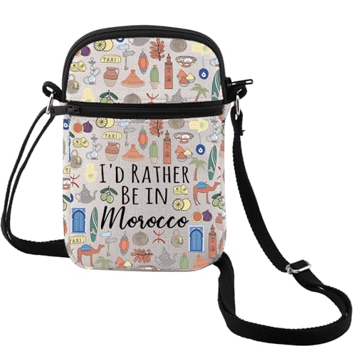 MEIKIUP Morocco Crossbody Bag Morocco Lover Gift Morocco Tourist Gift I'd Rather Be In Morocco Messenger Bag