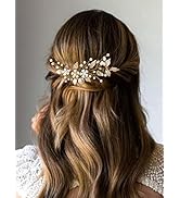 CASDRE Flower Bridal Headpiece Gold Leaf Bride Wedding Hair Piece Pearl Hair Accessories for Wome...