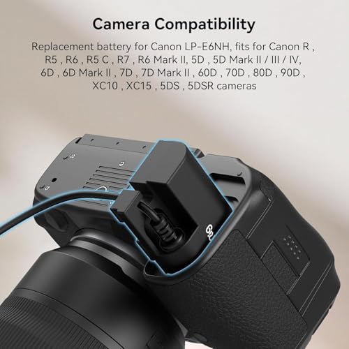 Image of SmallRig LP-E6NH Dummy Battery Power Supply Adapter Kit for Canon R6 Mark II, R5, R5 C, R6, R7, R, 5D Mark II /III /IV, 6D, 6D Mark II, 7D, 7D Mark II, 60D, 60Da, 70D, 80D, 90D, XC10, XC15 Cameras