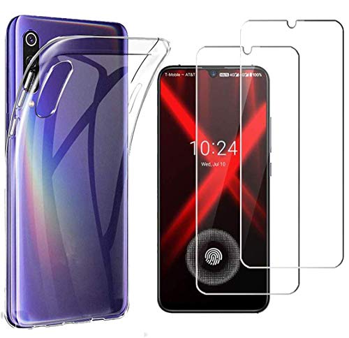 MISIDE Compatible for UMIDIGI X Case,with UMIDIGI X Screen Protector.[3 in 1] [Scratch Resistant] Slim Fashion Soft TPU Shockproof Case + 9H Tempered Glass Screen Protector (Transparent)