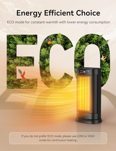 1500W Space Heater, Portable Electric Heater Heat Up 200 Square Feet for Indoor Use Office Garage, Rapid PTC Ceramic Heating with Remote, Digital Thermostat, 24H Timer, Multiple Safety Protection - Thumbnail 6