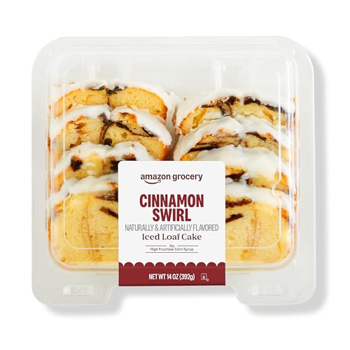 Amazon Grocery, Cinnamon Swirl Iced Loaf Cake, 14 Oz, Frozen