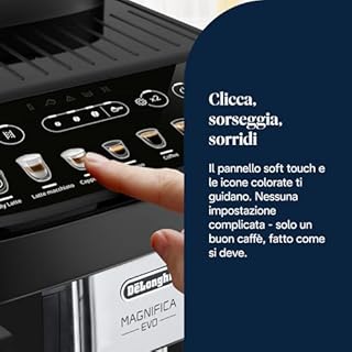 De'Longhi Magnifica Evo ECAM292.81.B, Macchina da caffè Automatica, Chicchi macinati al momento, Caraffa MontaLatte Automatica per Cappuccini, 7 Bevande One Touch, Spegnimento Programmmabile, Nero