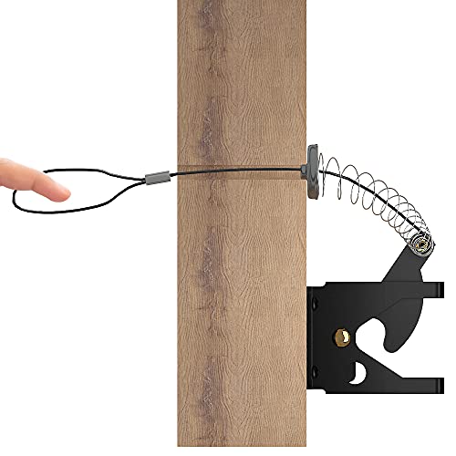 Skysen Self Locking Fence Gate Latch Carbon Steel Black/Lock Post Mount With Stainless Steel Spring Cable Pull(Jlxsds-1) #TOP1