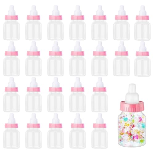 Pesoncarl Mini biberons, 24 pièces boîte à Bonbons Transparente remplissable, biberon en Plastique Bouteilles de Bonbons pour garçon Fille Nouveau-né...