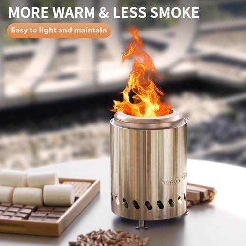 Mini Smokeless Fire Pit, Small Firepit with Stand, Portable Fire Pit 5 Inch Stainless Steel - 2