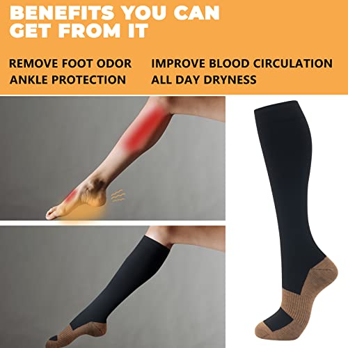 Image of fenglaoda 8 Pairs Compression Socks for Men & Women 20-30 mmHg Knee High Nurse Pregnant Running Medical and Travel Athletic