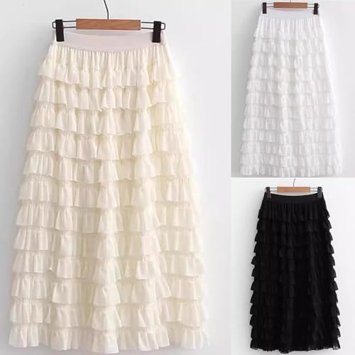 HGps8w Long Maxi Tulle Skirts for Women Elegant A Line Ruffle High Waisted Tiered Layered Mesh Tutu Skirt Petticoat2
