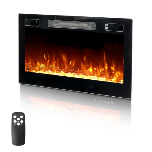 ROVSUN 30 Inch Electric Fireplace with Remote Control, 1500W Wall