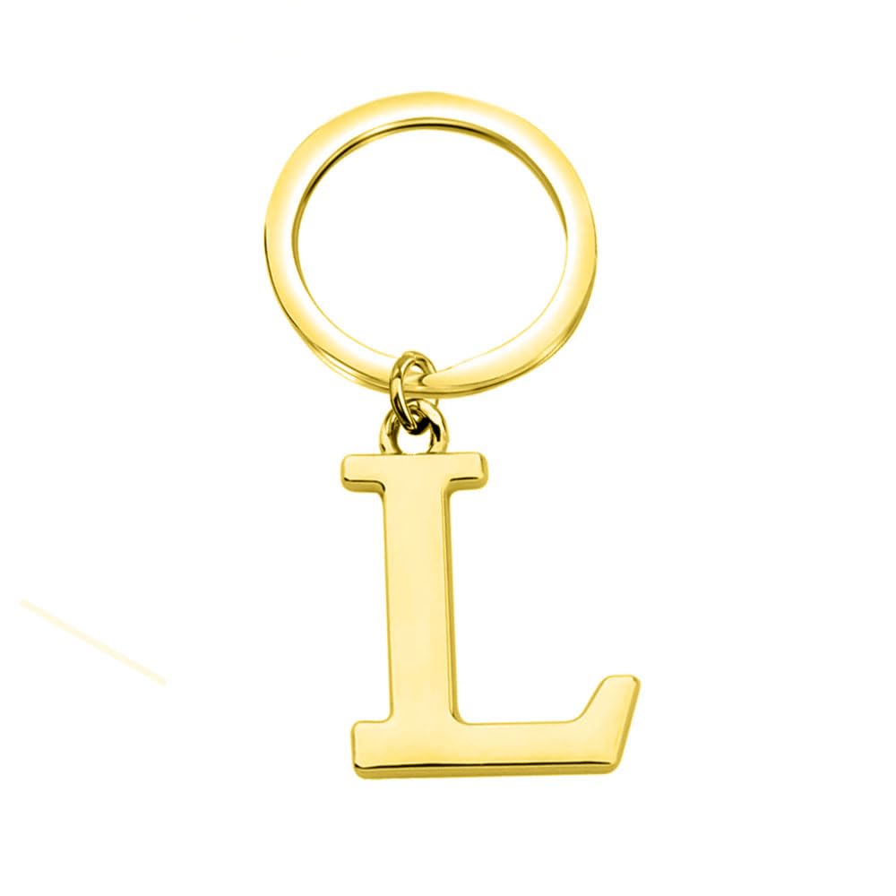 Rohans Keyring Letter - Initial Alphabet Key Ring Charm Silver and Gold (Gold, L)