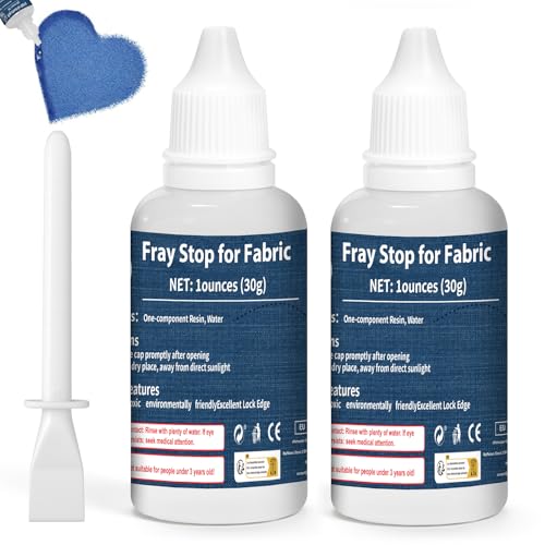 2Pcs Fray Stop for Fabric Clear,No Fray Fabric Glue with Applicator