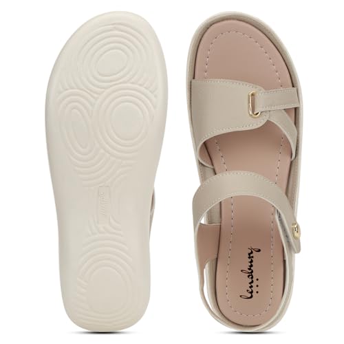 Image of LENSBURY Women Stylish Slippers Flip Flops Cream Flat Slip on Sandals I Stylish and Casual I Comfortable & Lightweight LBFL35