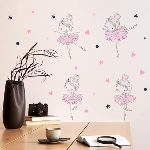 4 Vinilos Decorativos Bailarinas Para Pared Habitación Niñas miniatura 5