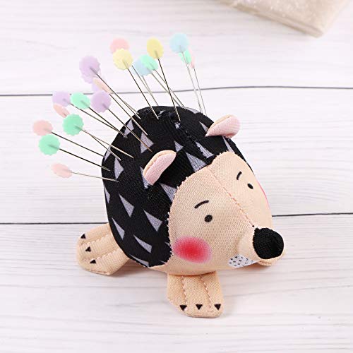 BENBO 1PC Hedgehog Shape Pin Cushion with 100PCS Flat Head Straight Pins, Flower Head Sewing Pins Straight Quilting Pins Sewing Needle Pincushions Quilting Holder Fabric Pin Cushion