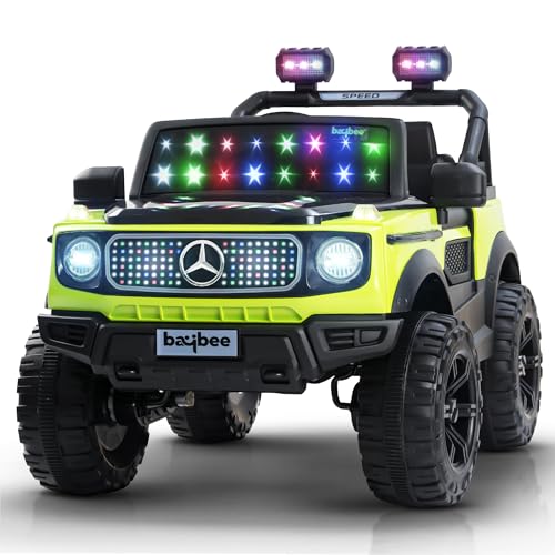Image of Baybee Benzie 4x4 Battery Operated Jeep for Kids, Ride on Toy Kid Car with RGB Windshield Light & Music | Baby Big Battery Cars | Electric Jeep Car for Kids to Drive 2 to 6 Years (Fluorescent Green)