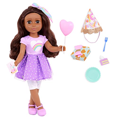 Glitter Girls – 14-inch Posable Doll – Birthday Party Accessories – Balloon, Toy Present & More – Toys for Kids 3 Years+ – Meera