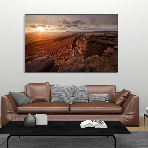 Tableau canvas montagne et désert 50x70cm avec cadre nature
