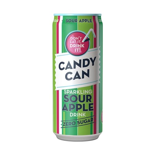 Candy Can, Sour Apple, Fizzy Drink, Nostalgic American Soda Flavours, Sparkling Pop Cans (1 x 330ml)