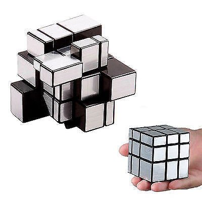 Image of Hawkister QiYi Silver Mirror 3x3 Speed Cube | Shape-Shifting 3x3x3 Puzzle | Metallic Silver & Anti-Pop Design, 57mm Smooth Turning Logic Brain Teaser for Kids & Adults
