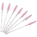 BTYMS 100 Pieces Crystal Eyelash Mascara Brushes Spoolie Brush Lash Wands Applicator Disposable Eyebrow - Light Pink